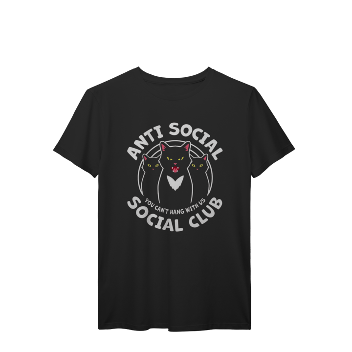 Camiseta Anti Social Club Preta - Estampa Trio de Gatos Selvagens