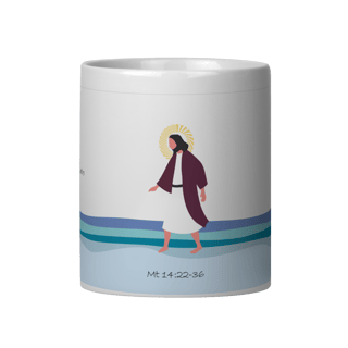 Nome do produto Caneca Caminhando Sobre as Águas | o verbo.   Mt 14:22-36