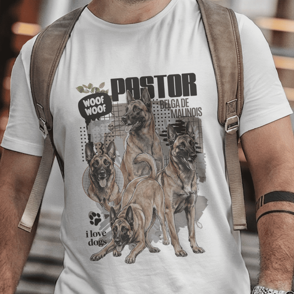 Camiseta Unissex - Raças de Cães – Pastor Belga de Malinois