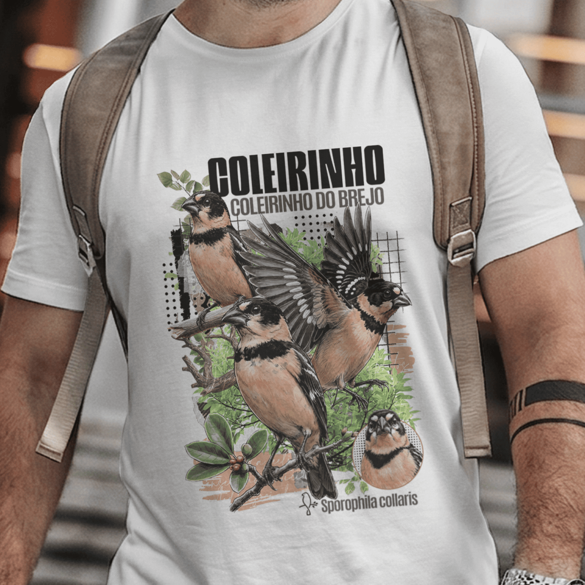 Camiseta Unissex - Canto das Aves - Coleirinho do Brejo