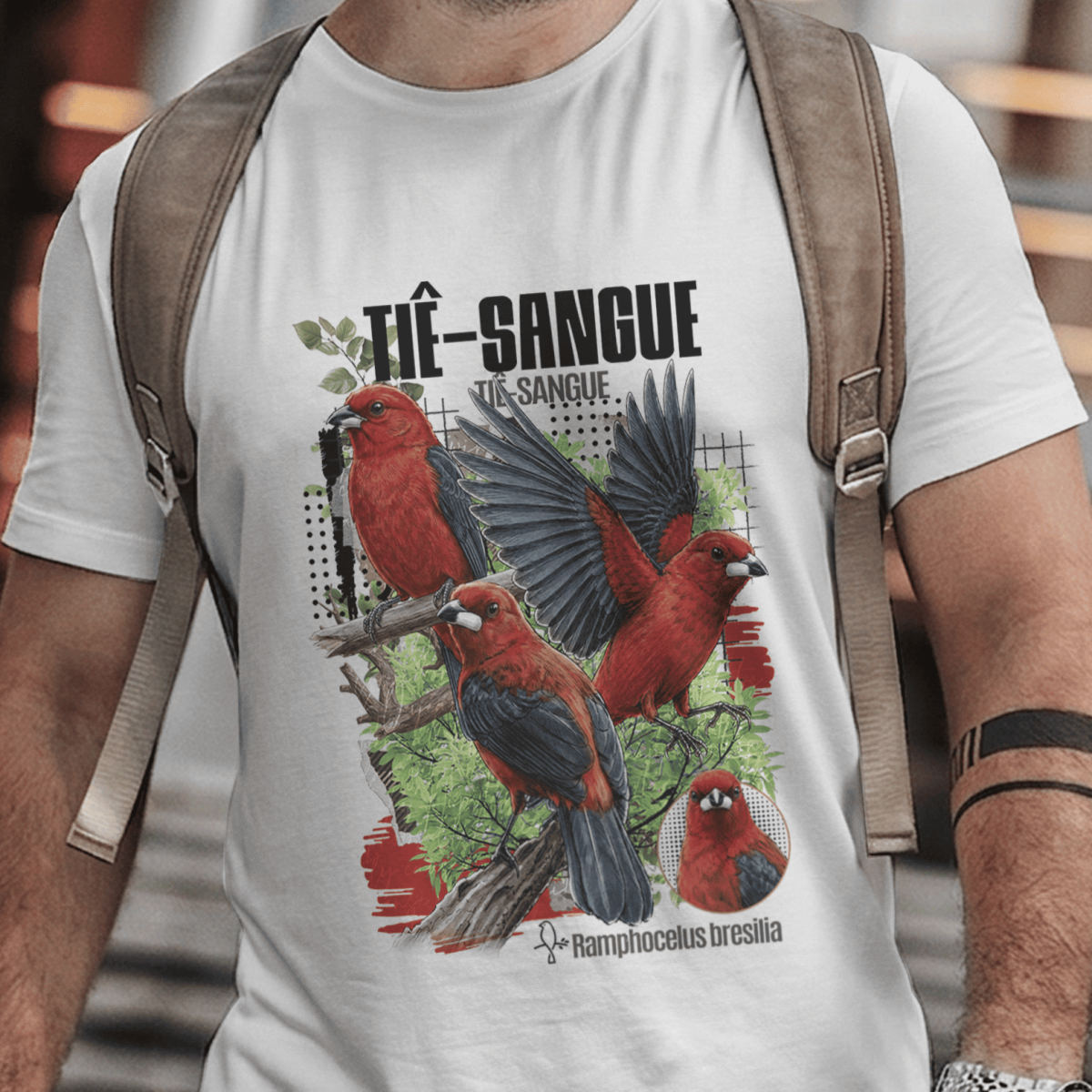 Camiseta Unissex - Canto das Aves - Tiê-Sangue