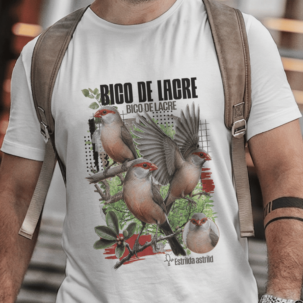 Camiseta Unissex - Canto das Aves - Bico de Lacre