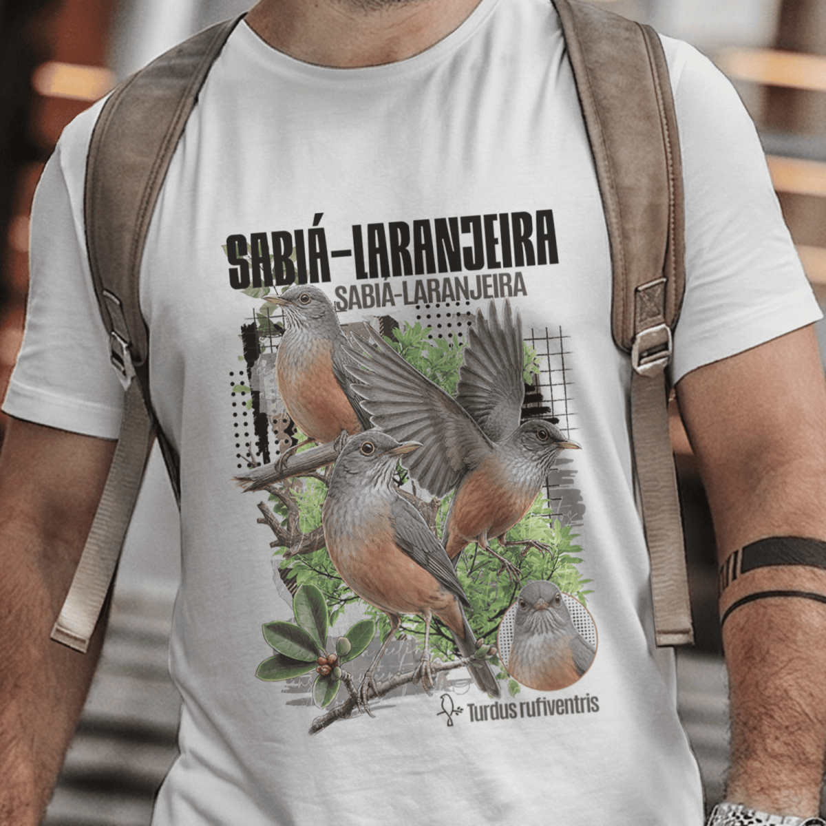 Camiseta Unissex - Canto das Aves - Sábia-Laranjeira