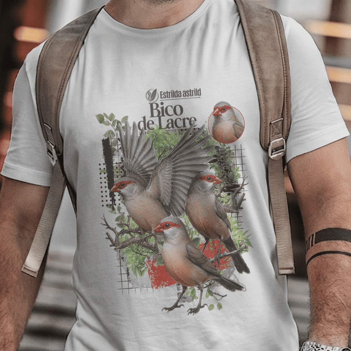 Camiseta Unissex - Canto das Aves - Bico de Lacre
