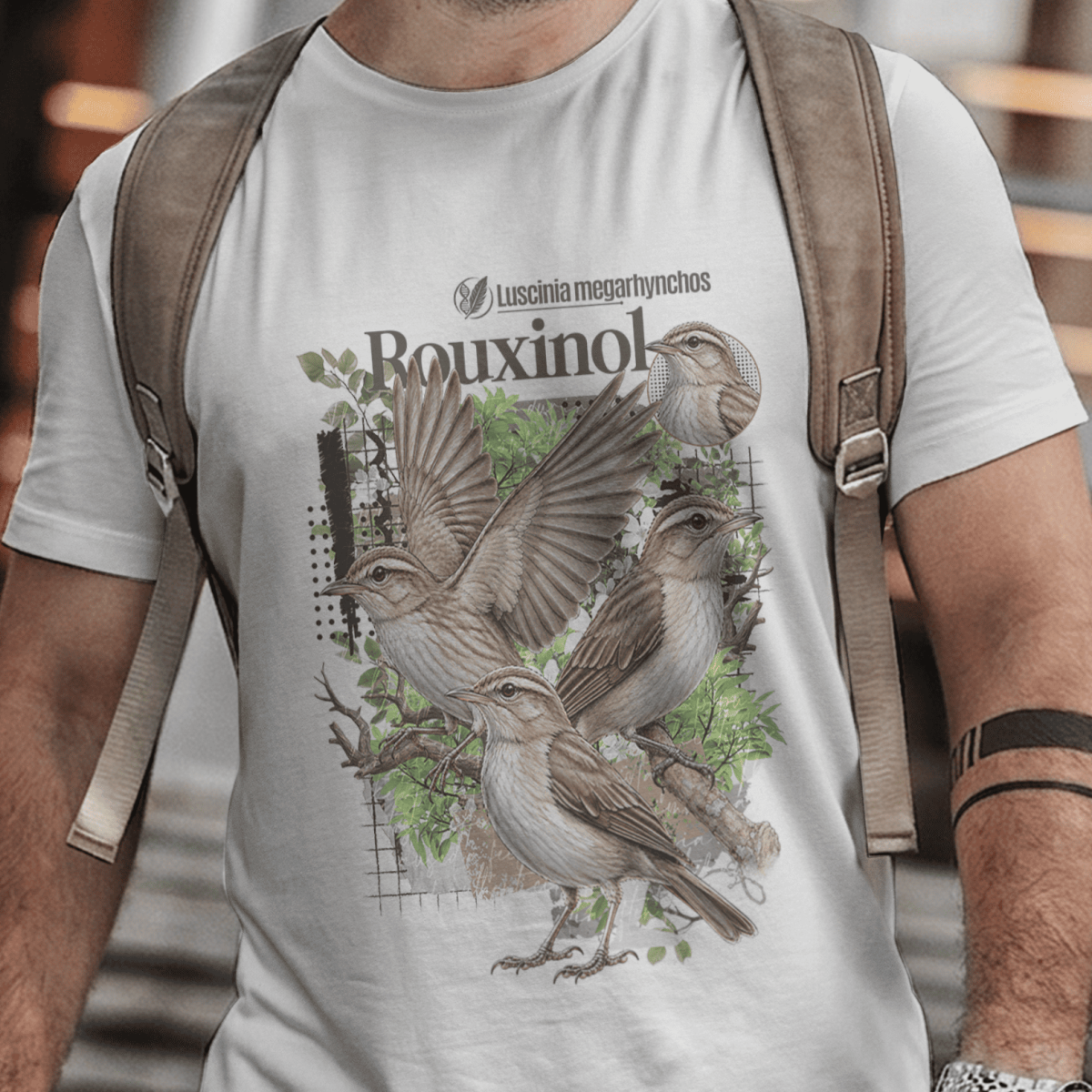 Nome do produto: Camiseta Unissex - Canto das Aves - Rouxinol