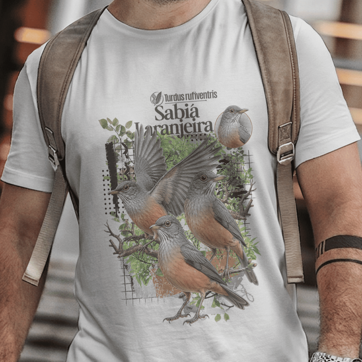 Camiseta Unissex - Canto das Aves - Sabiá Laranjeira