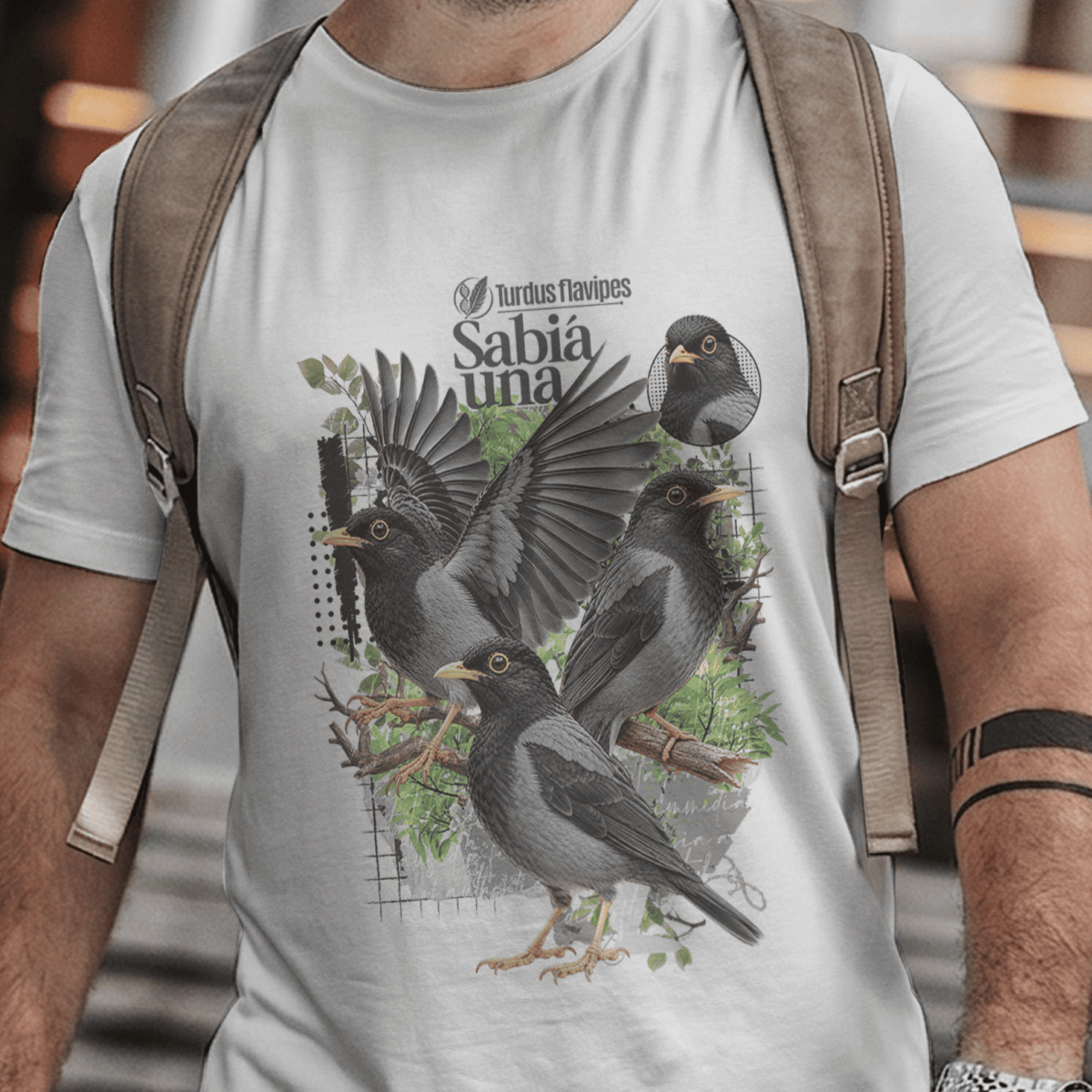 Nome do produto: Camiseta Unissex - Canto das Aves - Sabiá-una