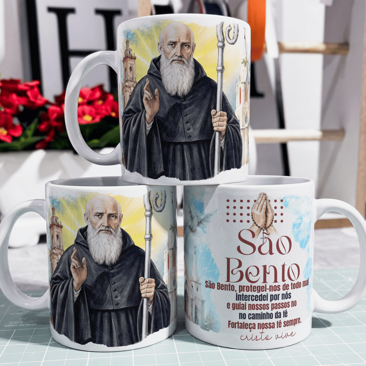 Caneca - Santo Católico - São Bento