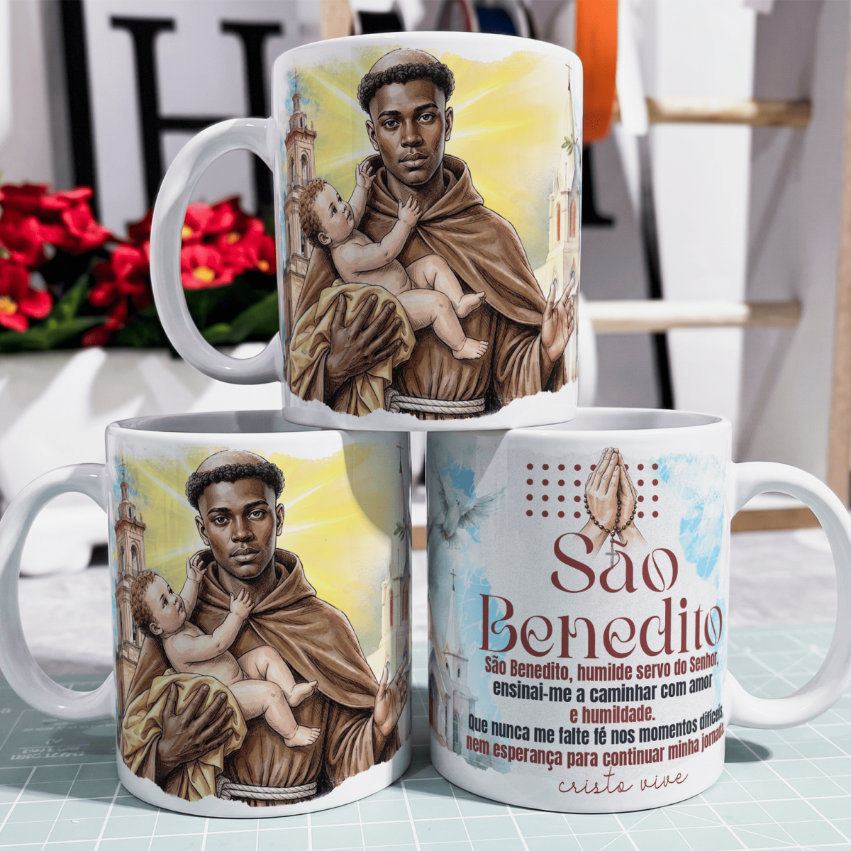 Caneca - Santo Católico - São Benedito