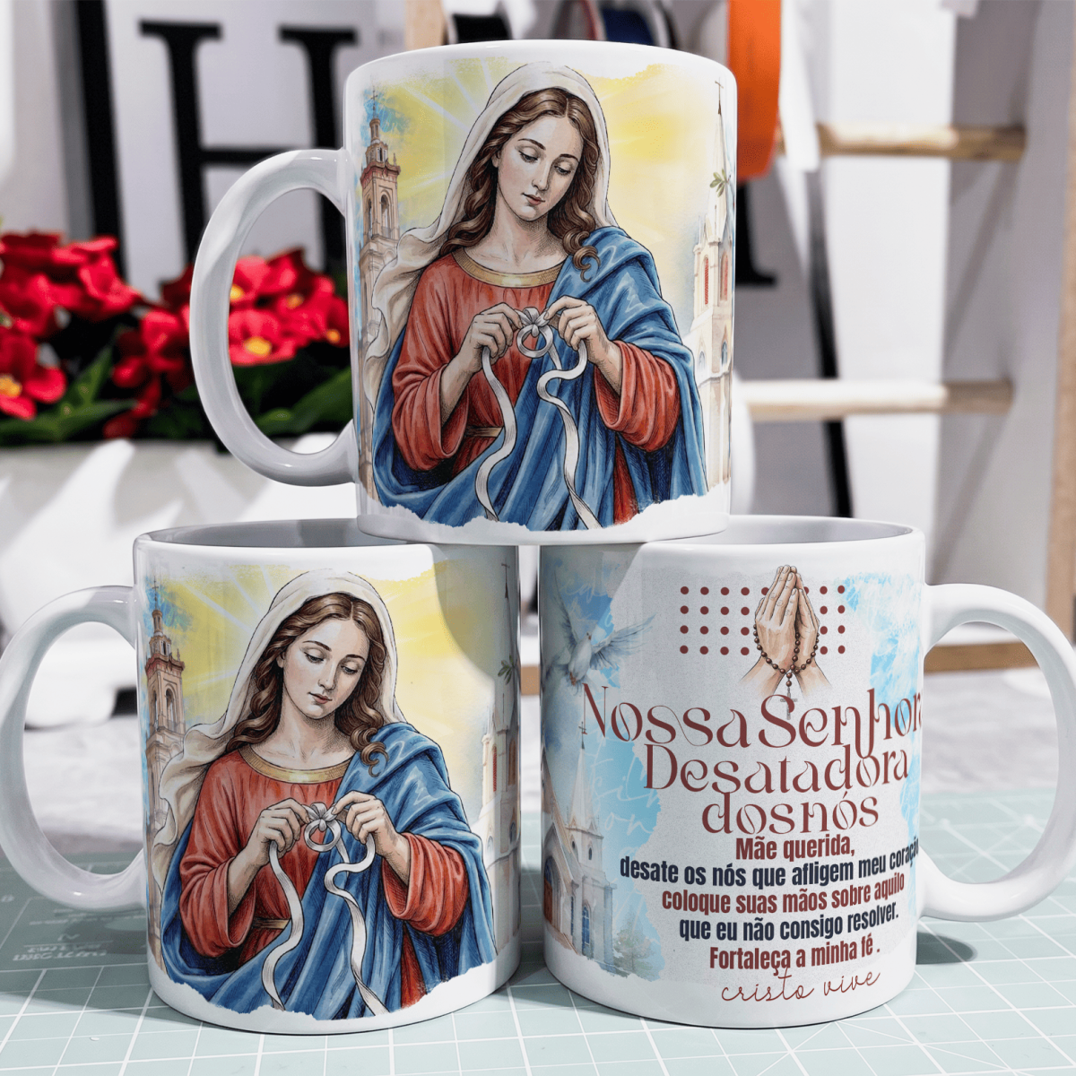 Caneca - Santo Católico - Nossa Senhora Desatadora dos Nós