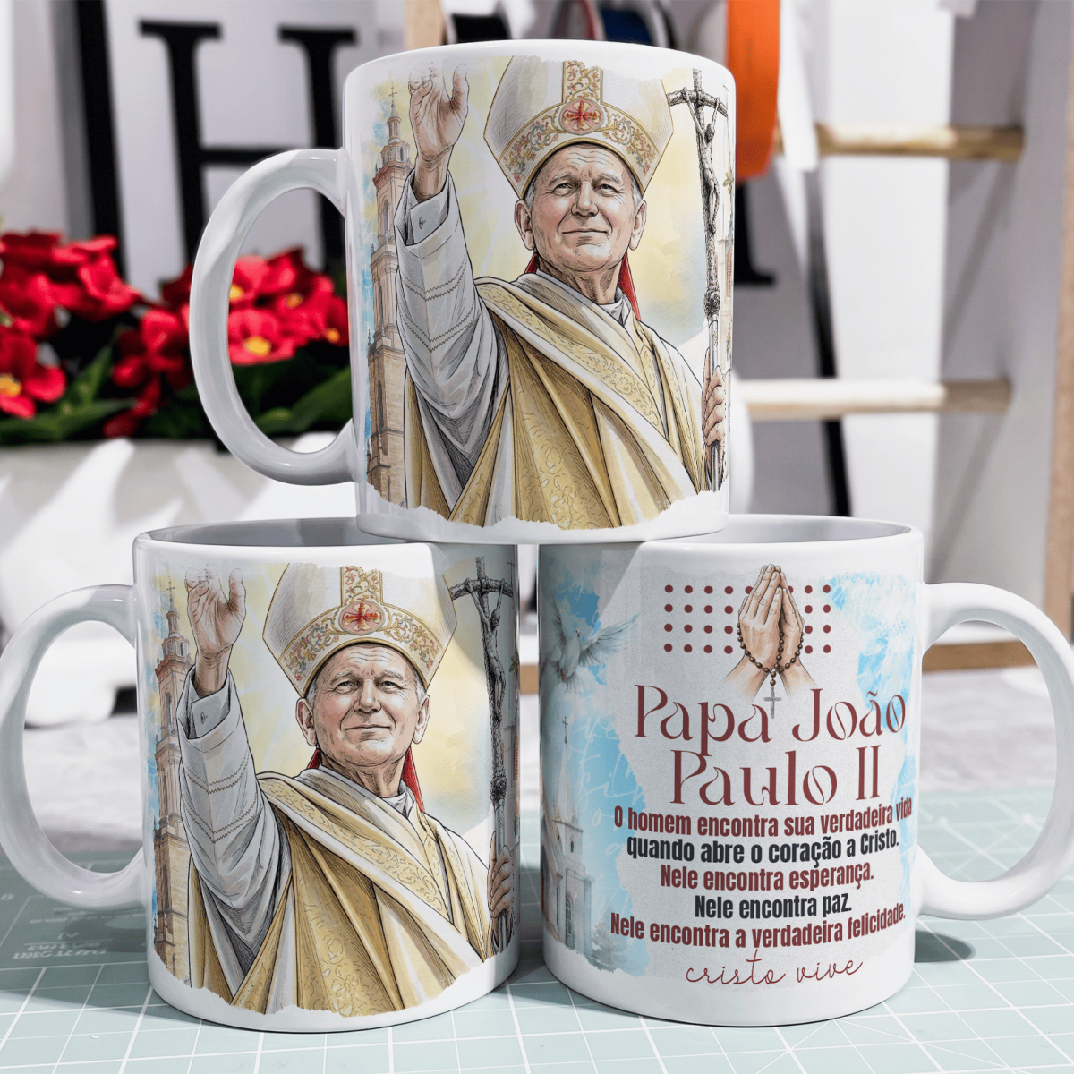 Nome do produto: Caneca - Santos Católico - Papa João Paulo II