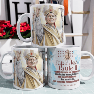 Caneca - Santos Católico - Papa João Paulo II