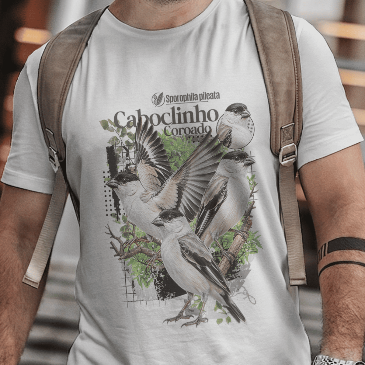 Nome do produto: Camiseta Unissex - Canto das Aves - Caboclinho Coroado