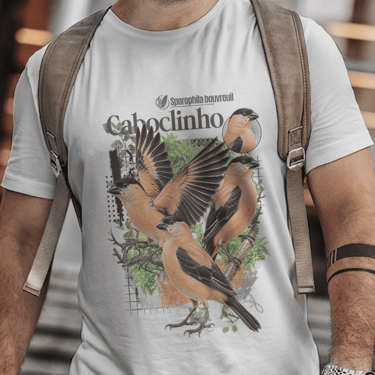 Nome do produto: Camiseta Unissex - Canto das Aves - Caboclinho 