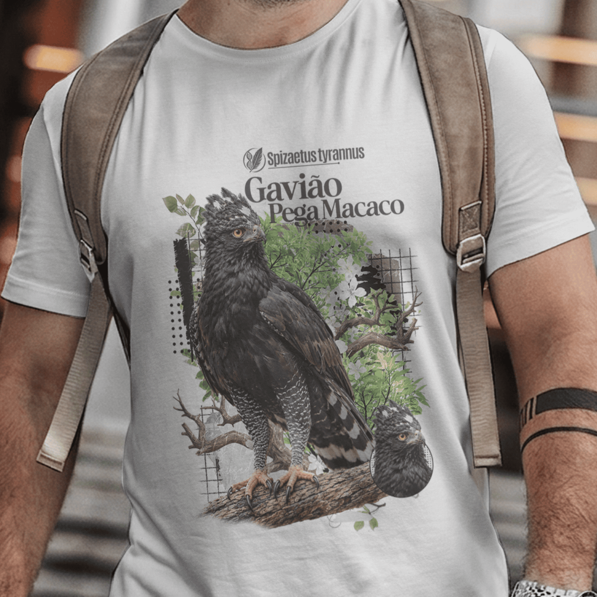 Nome do produto: Camiseta Unissex - Aves de Rapina - Gavião Pega Macaco