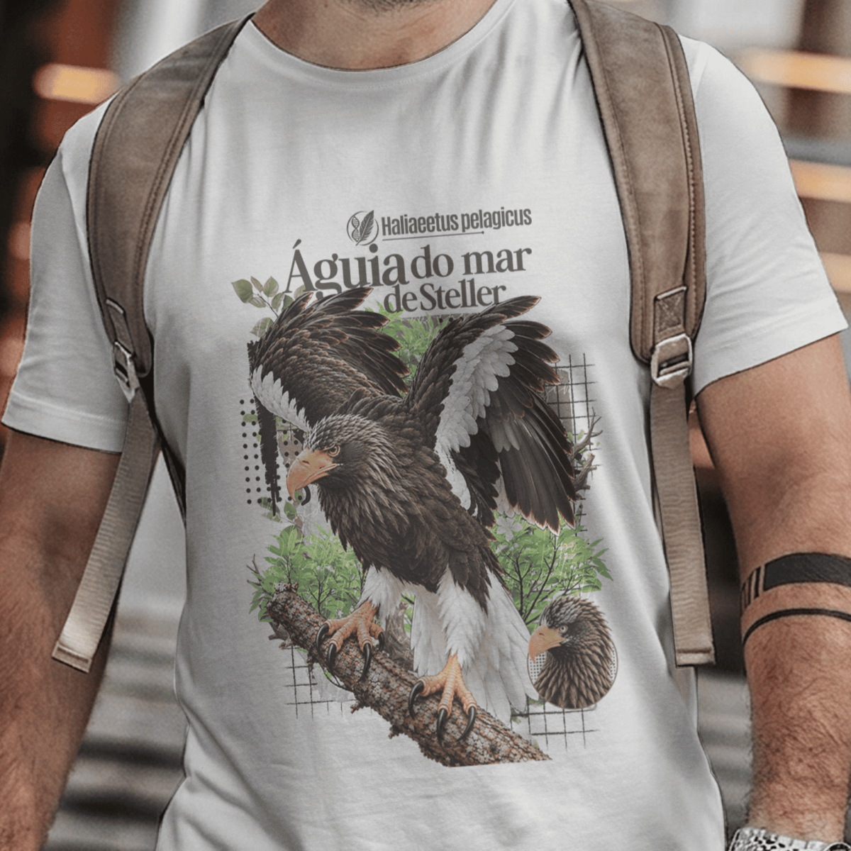 Nome do produto: Camiseta Unissex - Aves de Rapina - Águia do mar Steller
