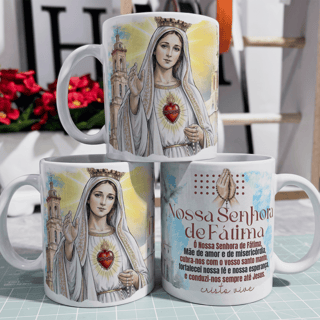 Caneca - Santos Católico - Nossa Senhora de Fátima
