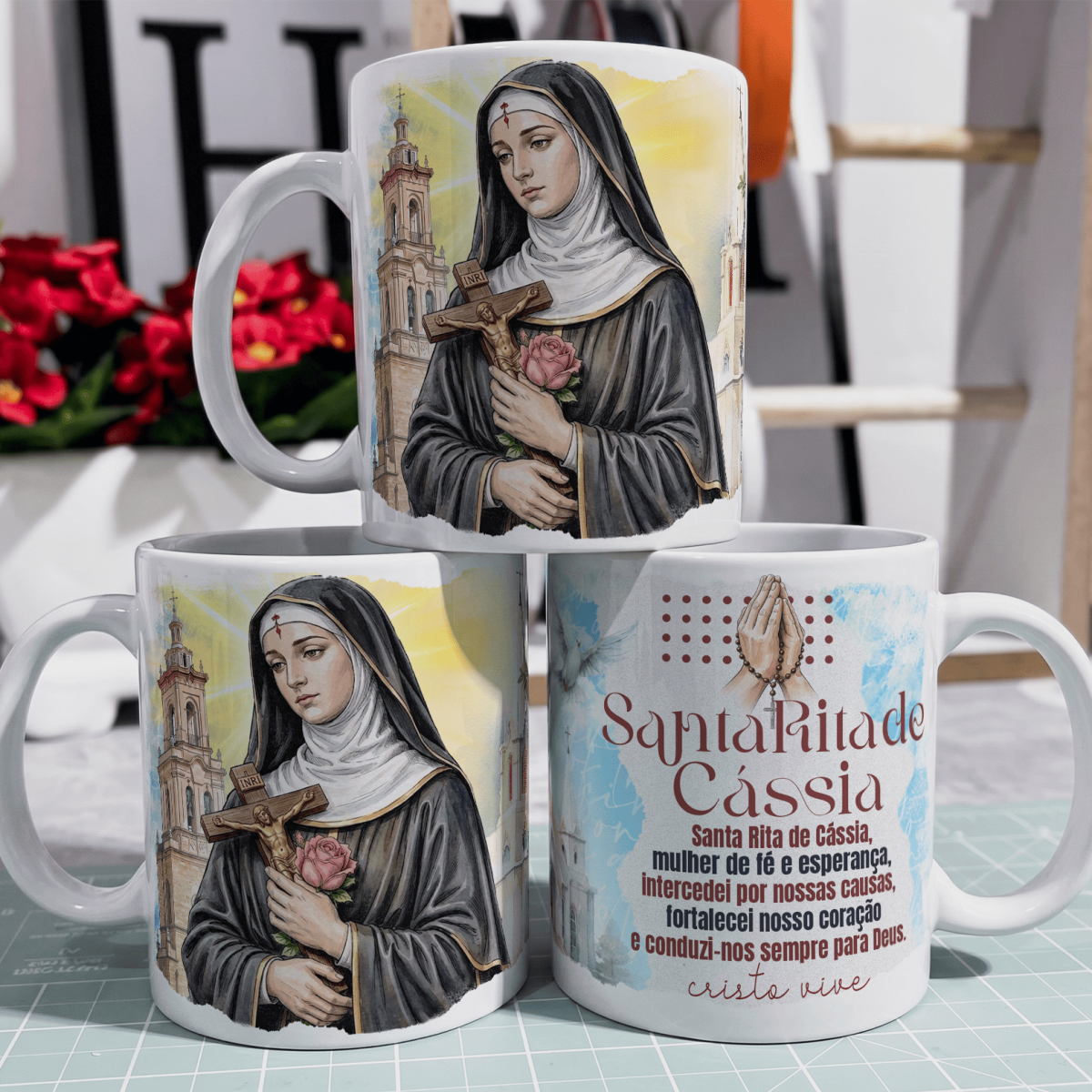 Caneca - Santos Católico - Santa Rita de Cássia