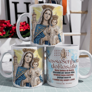 Caneca - Santos Católico - Nossa Senhora do Rosário