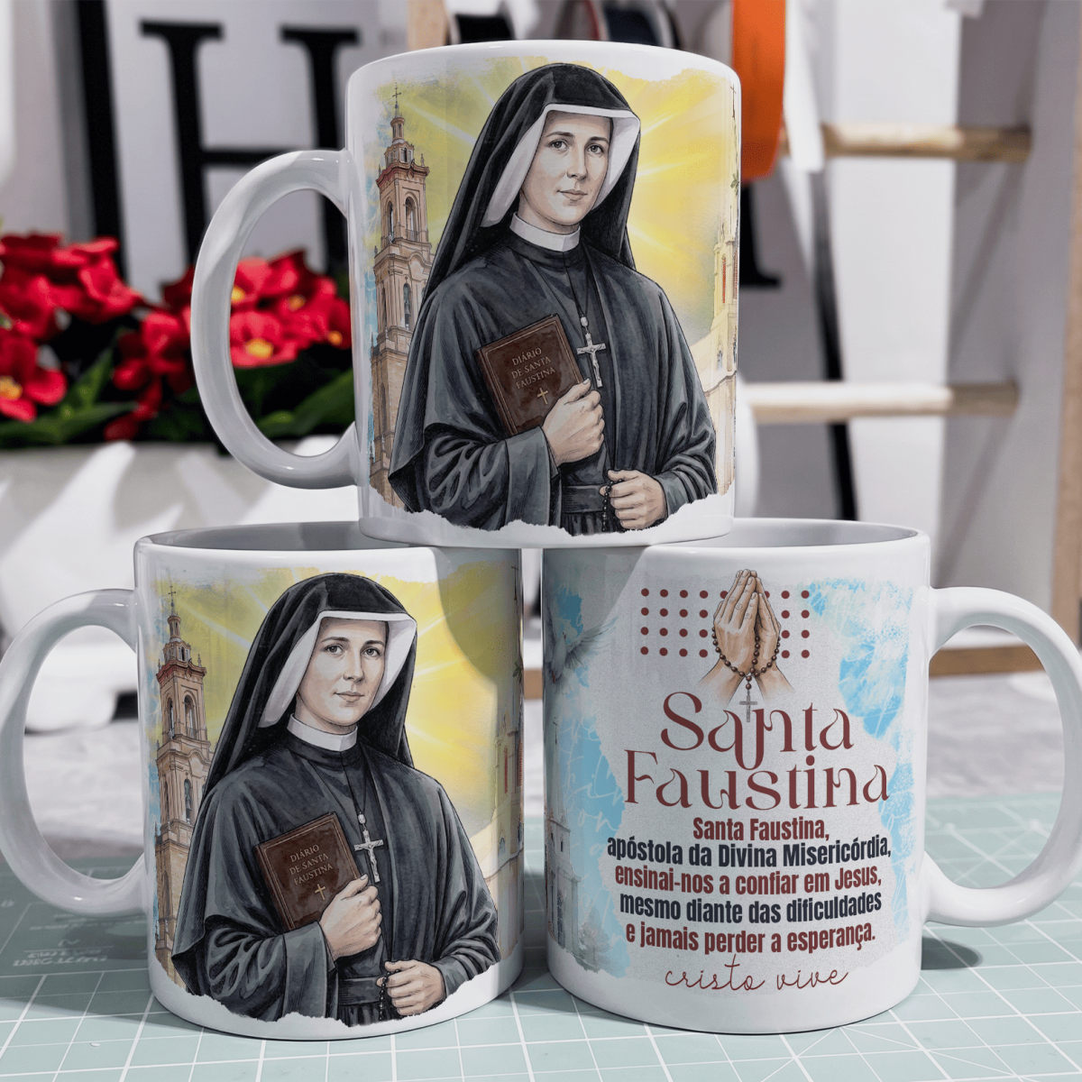 Caneca - Santos Católico - Santa Faustina