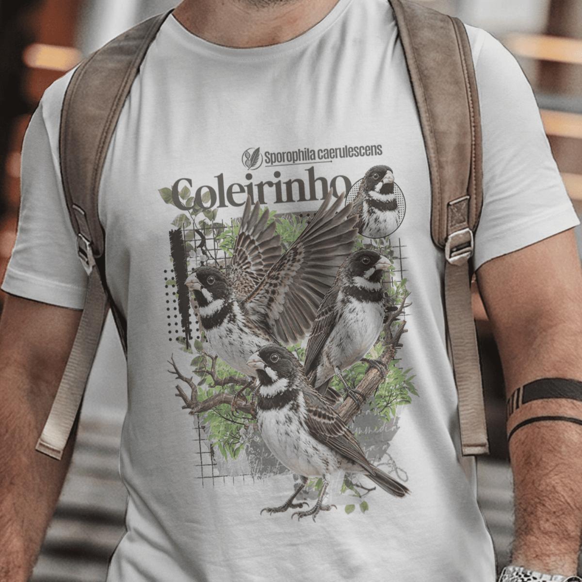 Nome do produto: Camiseta Unissex - Canto das Aves - Coleirinho