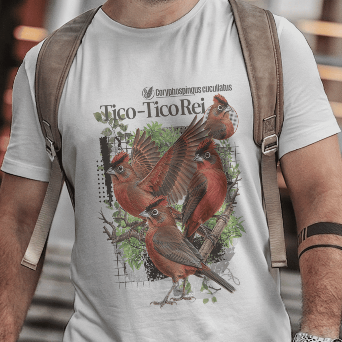 Nome do produto: Camiseta Unissex - Canto das Aves - Tico-Tico Rei 