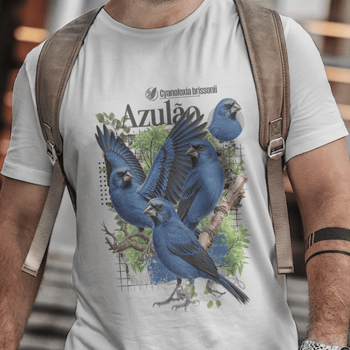 Nome do produto: Camiseta Unissex - Canto das Aves - Azulão