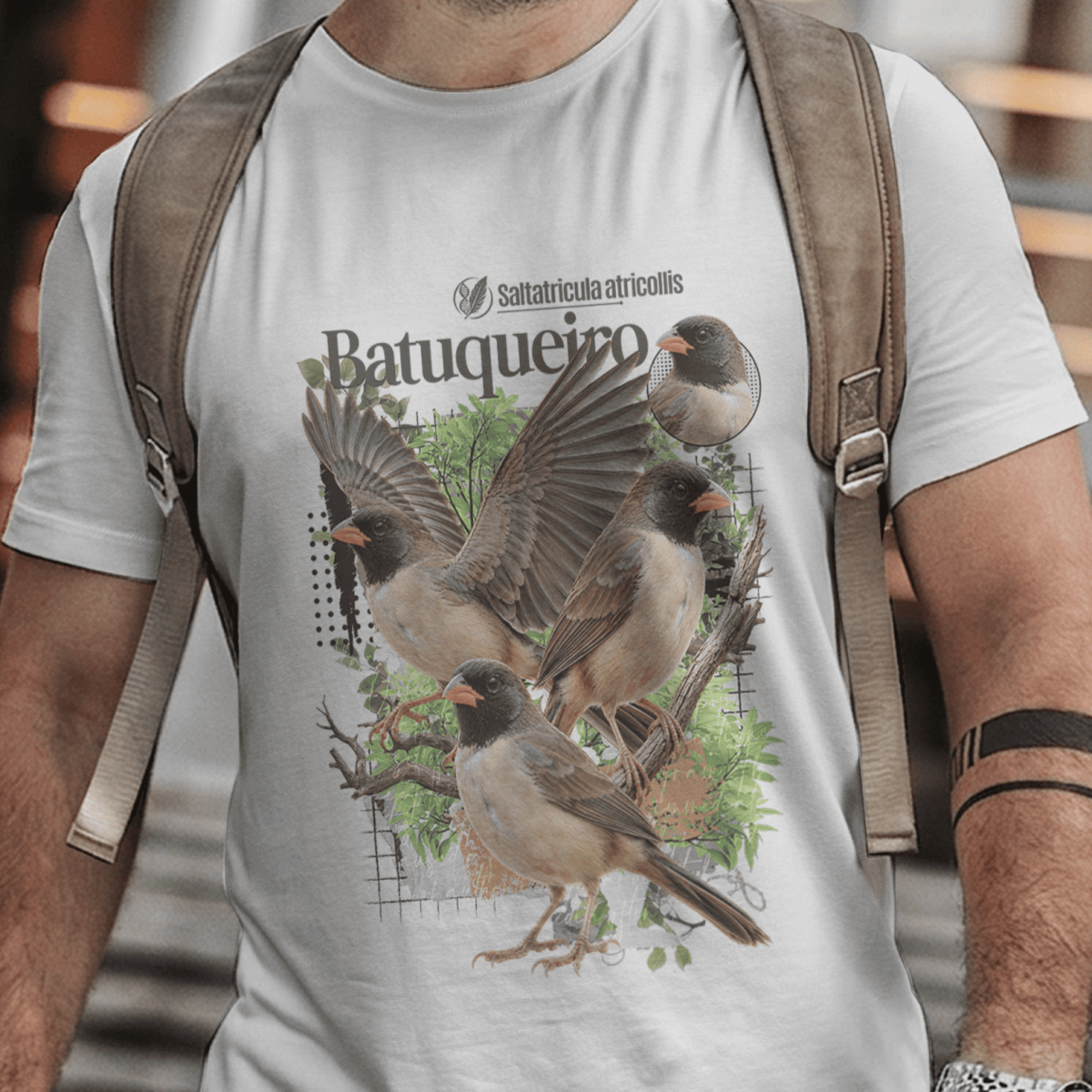 Nome do produto: Camiseta Unissex - Canto das Aves - Batuqueiro