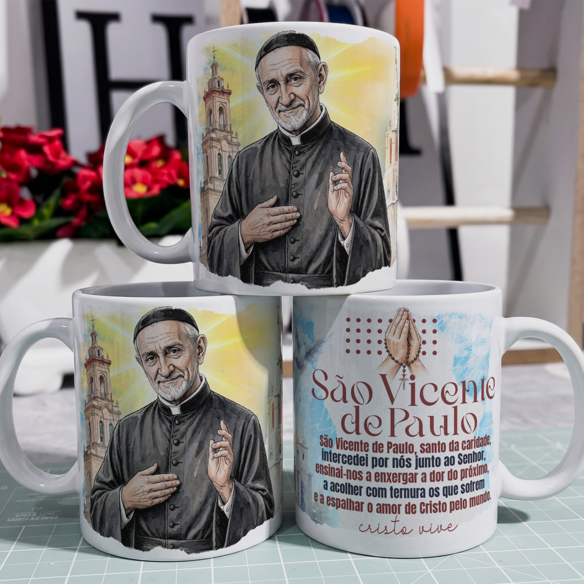 Nome do produto: Caneca - Santos Católico - São Vicente de Paulo