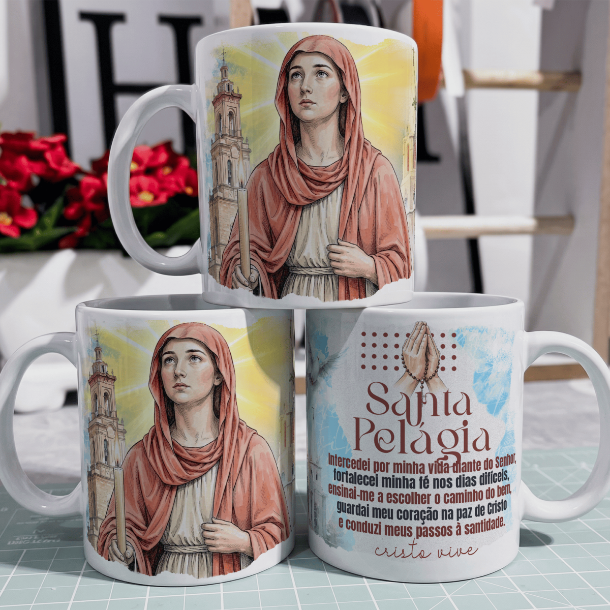 Nome do produto: Caneca - Santos Católico - Santa Pelágia