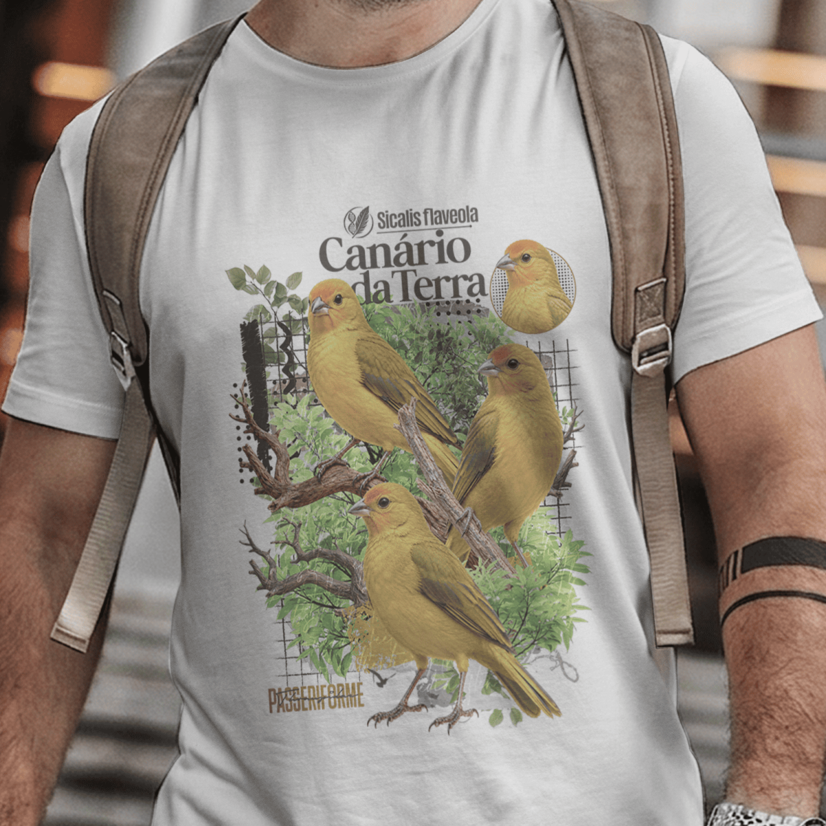 Nome do produto: Camisa Unissex - Aves - Canário da Terra
