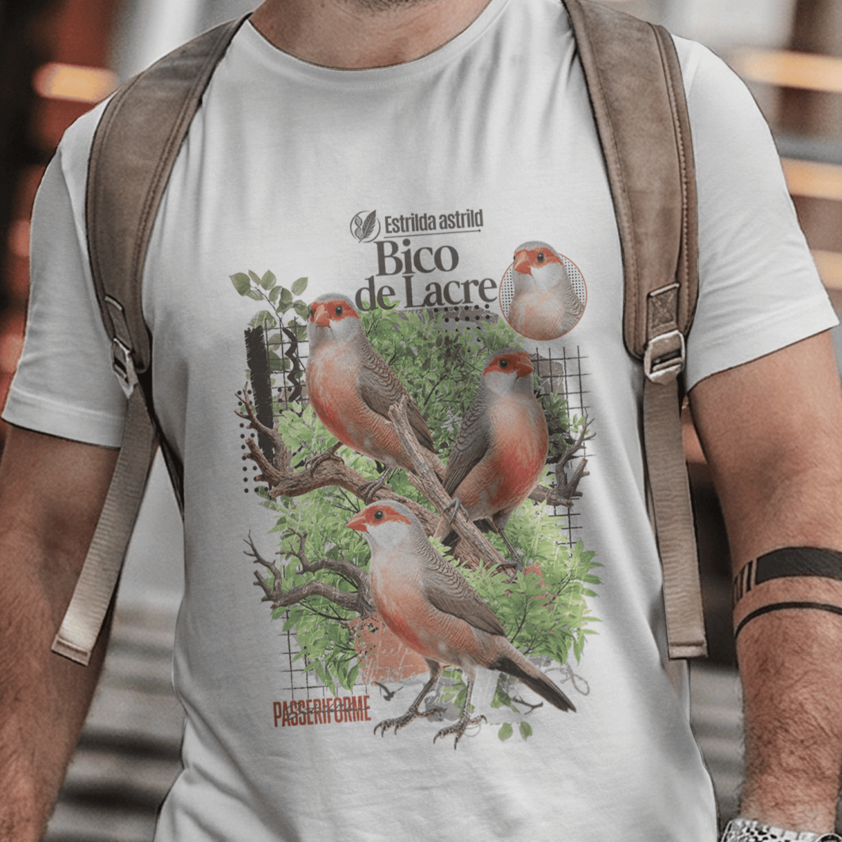 Nome do produto: Camisa Unissex - Aves - Bico de Lacre