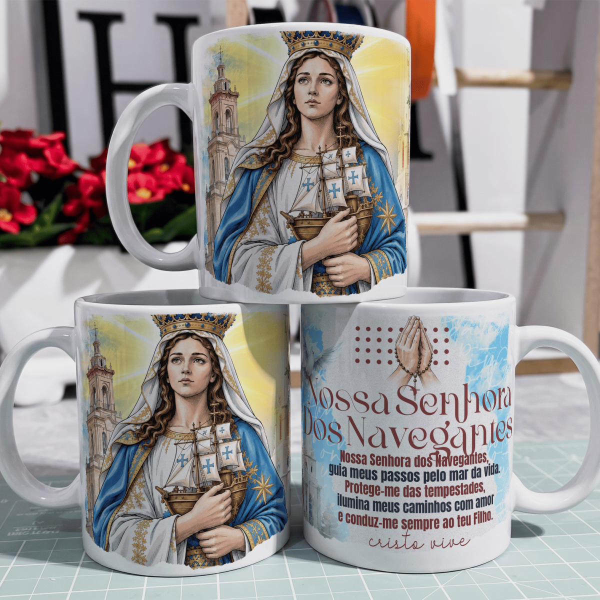 Nome do produto: Caneca - Santos Católico - Nossa Senhora dos Navegantes