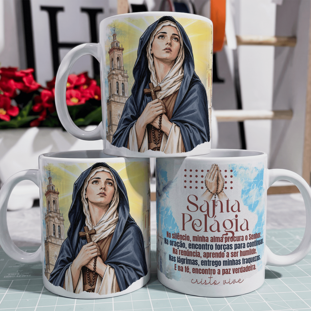 Nome do produto: Caneca - Santos Católico - Santa Pelágia