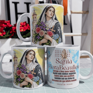 Nome do produto Caneca - Santos Católico - Santa Flora Beaulieu