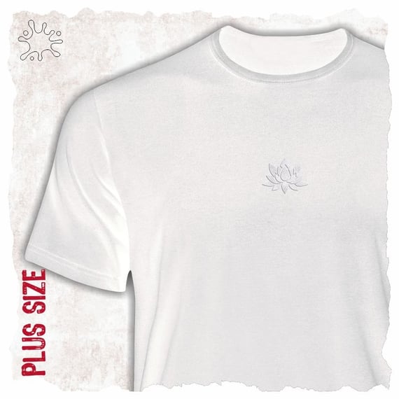 Camiseta Plus Flor de Lótus branca (efeito brilho)