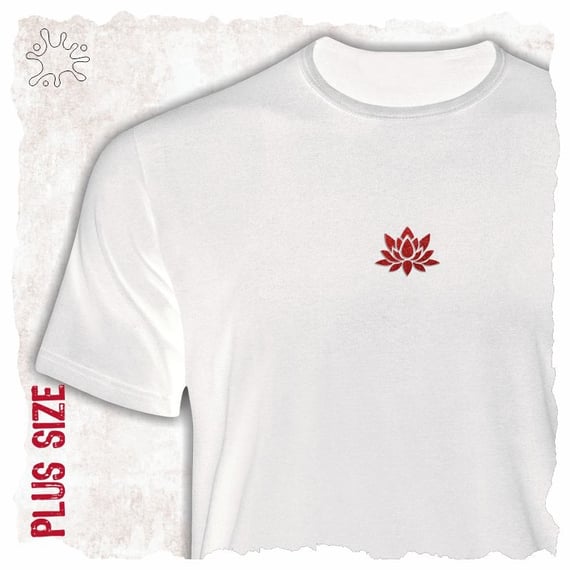 Camiseta Plus Flor de Lótus Vermelha (efeito brilho)