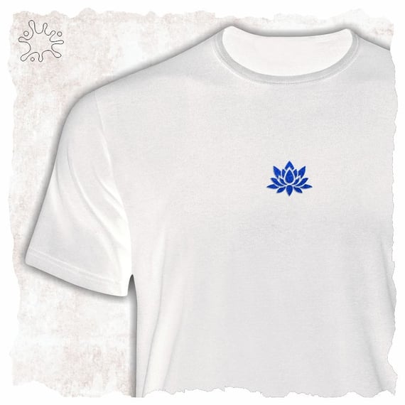 Camiseta Flor de Lótus Azul (efeito brilho)