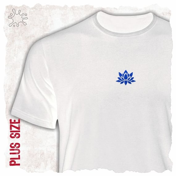 Camiseta Plus Flor de Lótus Azul (efeito brilho)