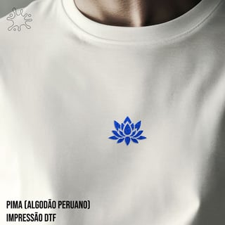 Camiseta Pima (alg. peruano) Flor de Lótus Azul (efeito brilho)