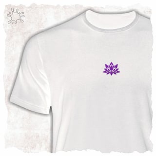 Nome do produtoCamiseta Flor de Lótus Roxa (efeito brilho)