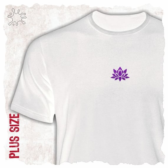 Camiseta Plus Flor de Lótus Roxa (efeito brilho)