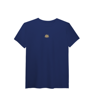 Nome do produtoCamiseta Pima (alg. Peruano) Flor de Lótus dourada (efeito brilho)