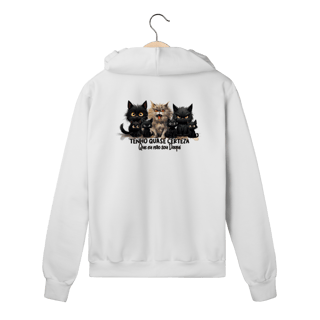 Nome do produtoMoletom Zíper Gato Preto - Tenho quase certeza