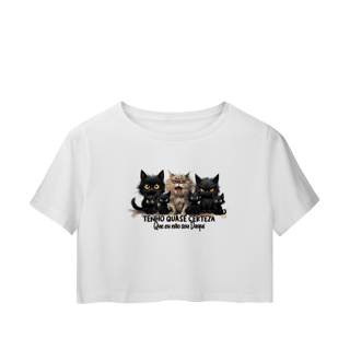 Nome do produtoCamiseta Cropped Gato Preto - Tenho quase certeza
