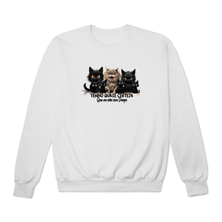 Nome do produtoMoletom Fechado Gato Preto - Tenho quase certeza