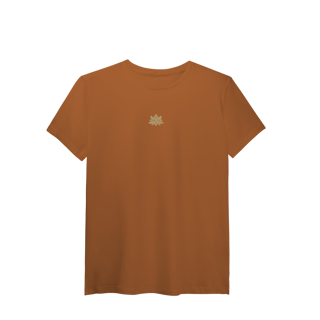 Nome do produtoCamiseta Pima (alg. Peruano) Flor de Lótus dourada (efeito brilho)