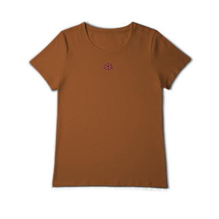 Nome do produtocamiseta Pima Fem (alg. peruano) Flor de Lótus Vermelha (efeito brilho)