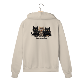 Nome do produtoMoletom Zíper Gato Preto - Tenho quase certeza