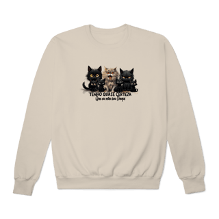 Nome do produtoMoletom Fechado Gato Preto - Tenho quase certeza